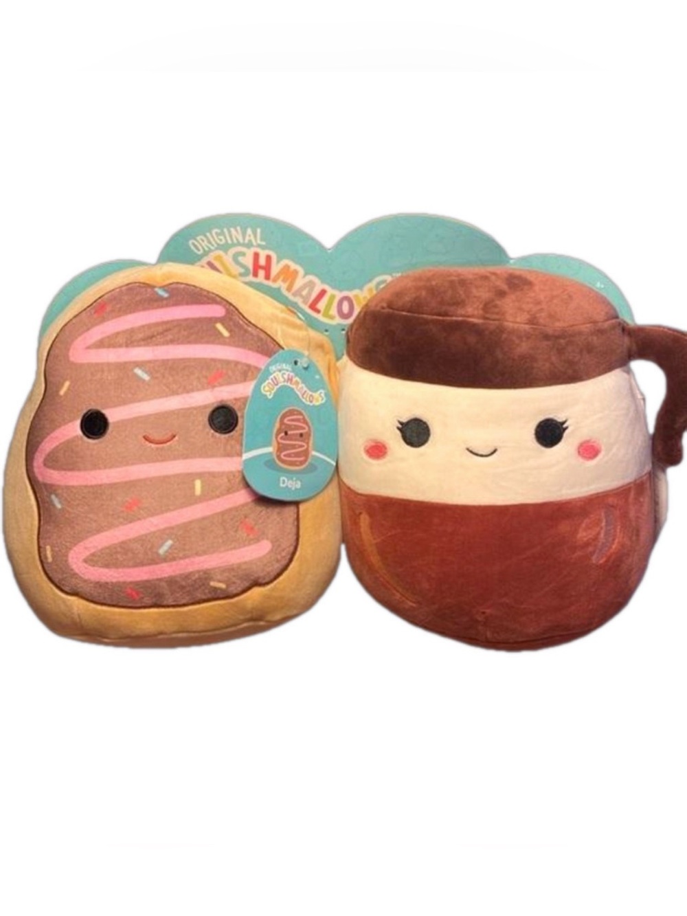 Squishmallows Deja Donut Aniela Coffee Pot Plush 8 Inch Set Foodie NWT Kellytoy